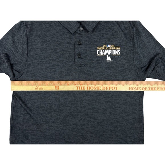 Fanatics MLB 2020 World Series Champions LA Dodgers Short Sleeve Polo‎ Sz M Gray - Picture 3 of 7